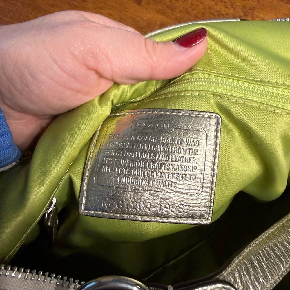 Coach Poppy GlamTote Tattersall Lurex Sequin Signature Metallic bag shoulder - Picture 7 of 10
